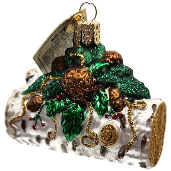 Yule Log Ornament Pine Cones Fire Pit OWC Glass Old World Christmas Tree Decor - Picture 2 of 10